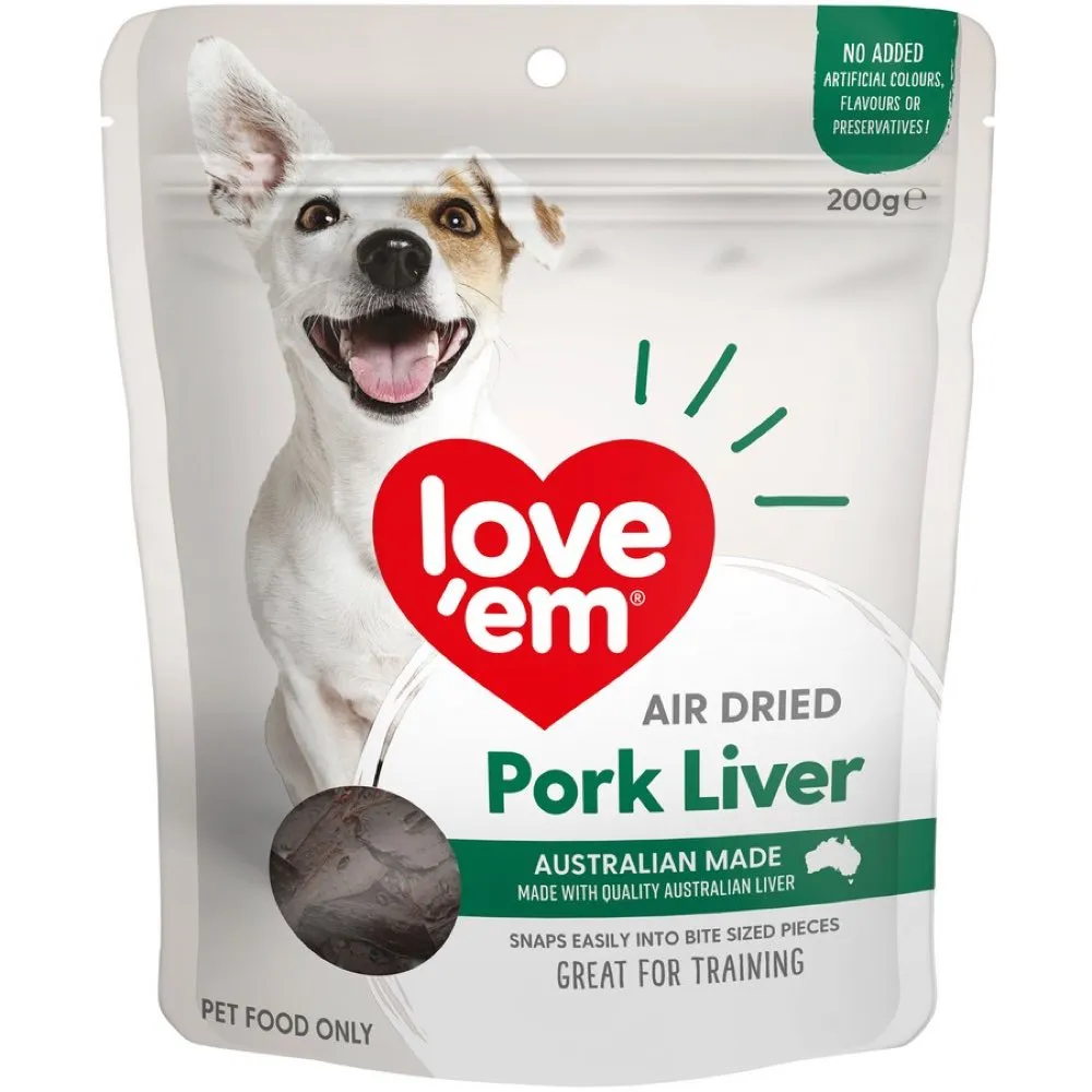 Love'em Pork Liver Air Dried Dog Treats 200g