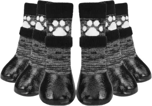 Mihachi Dog Socks Anti Slip with Straps Traction Control Waterproof Paw Protector, Dog Boots for Hardwood Floors Prevent Licking, Black L