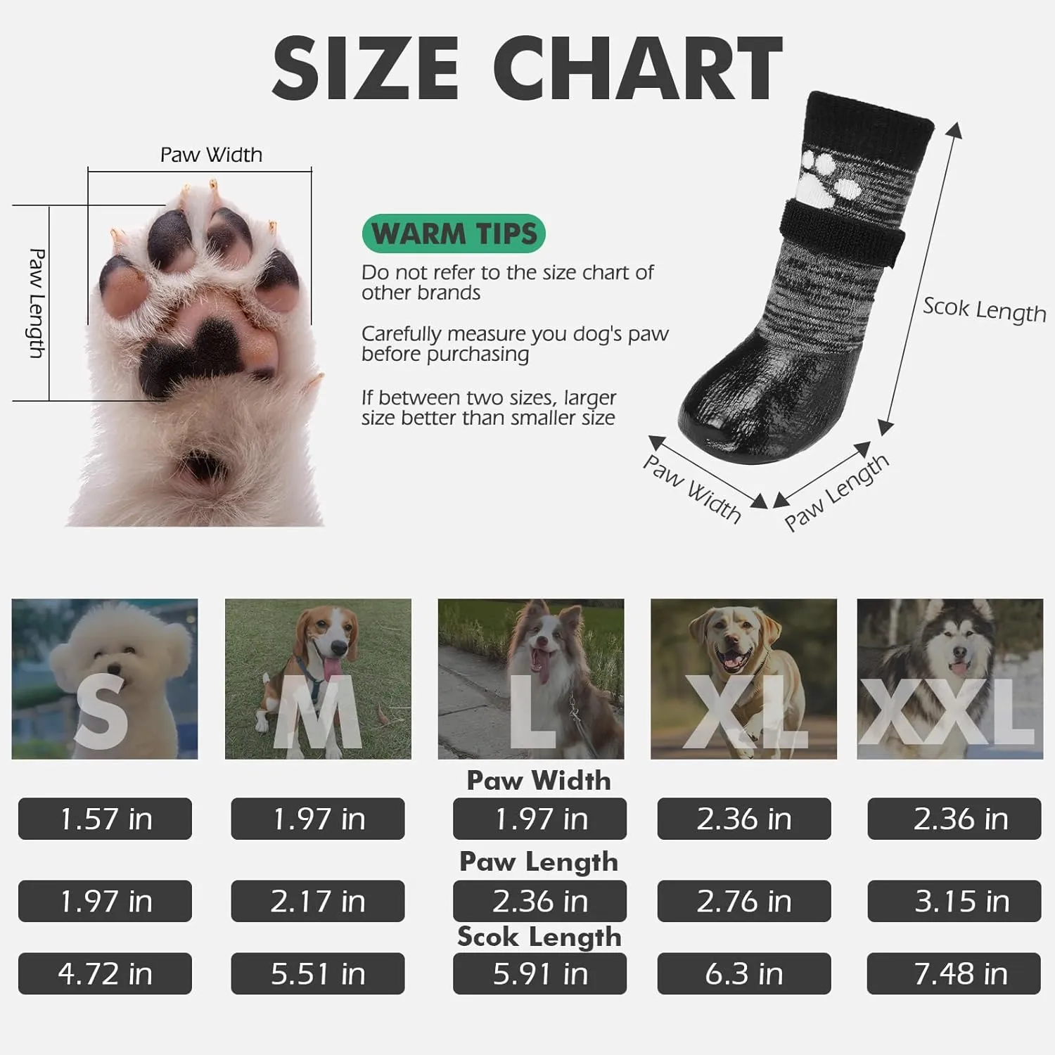 Mihachi Dog Socks Anti Slip with Straps Traction Control Waterproof Paw Protector, Dog Boots for Hardwood Floors Prevent Licking, Black L