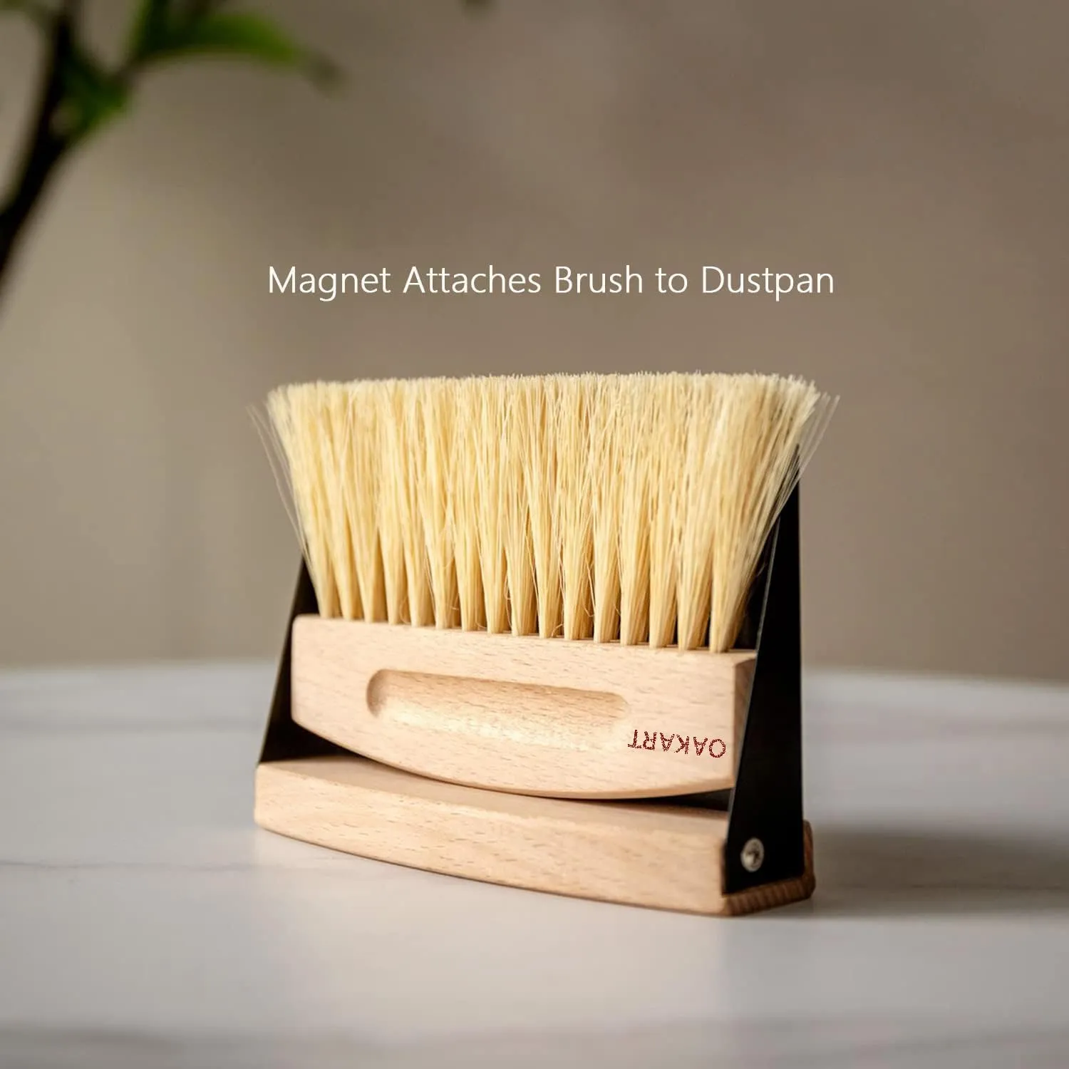 Mini Metal Dustpan and Brush Set for Sweeping Crumbs Fireplace, Natural Table Sweeper Combo (Black)