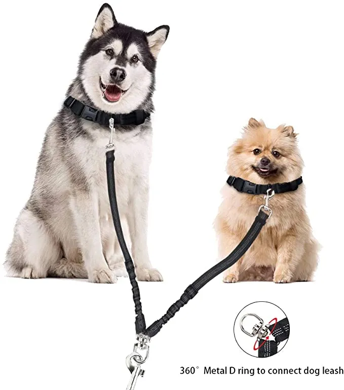 New Corooci 2 Dog Leash, No Tangle 360° Swivel Rotation Heavy Duty Dog Lead for 2 Dogs, Adjustable Bungee Reflective Dual Dog Leash