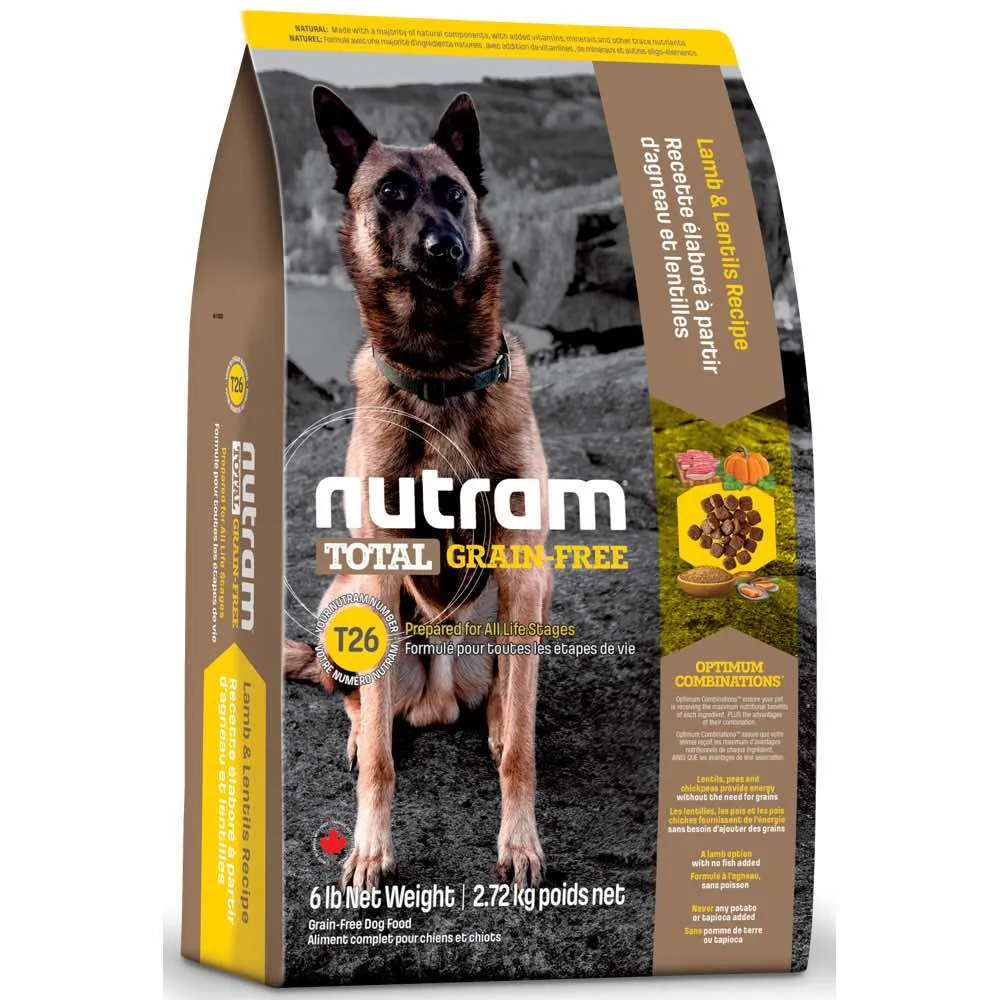 Nutram T26 Total Grain-Free Lamb & Lentils Recipe Dry Dog Food 6lb