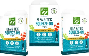 Only Natural Pet Flea and Tick Prevention for Cats - EasyDefense Flea Remedy - Natural Flea Care Control Squeeze-On Drops - Three Months Supply (3-Pack)