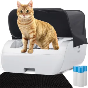 Open-Top Self Cleaning Cat Litter Box Automatic with Smart APP Control, Anti Pinch and Odorless, Whisper Quiet, Free Waste Bag/Litter Mat/Cleaning Brush/Mineral Cat Litter (White)