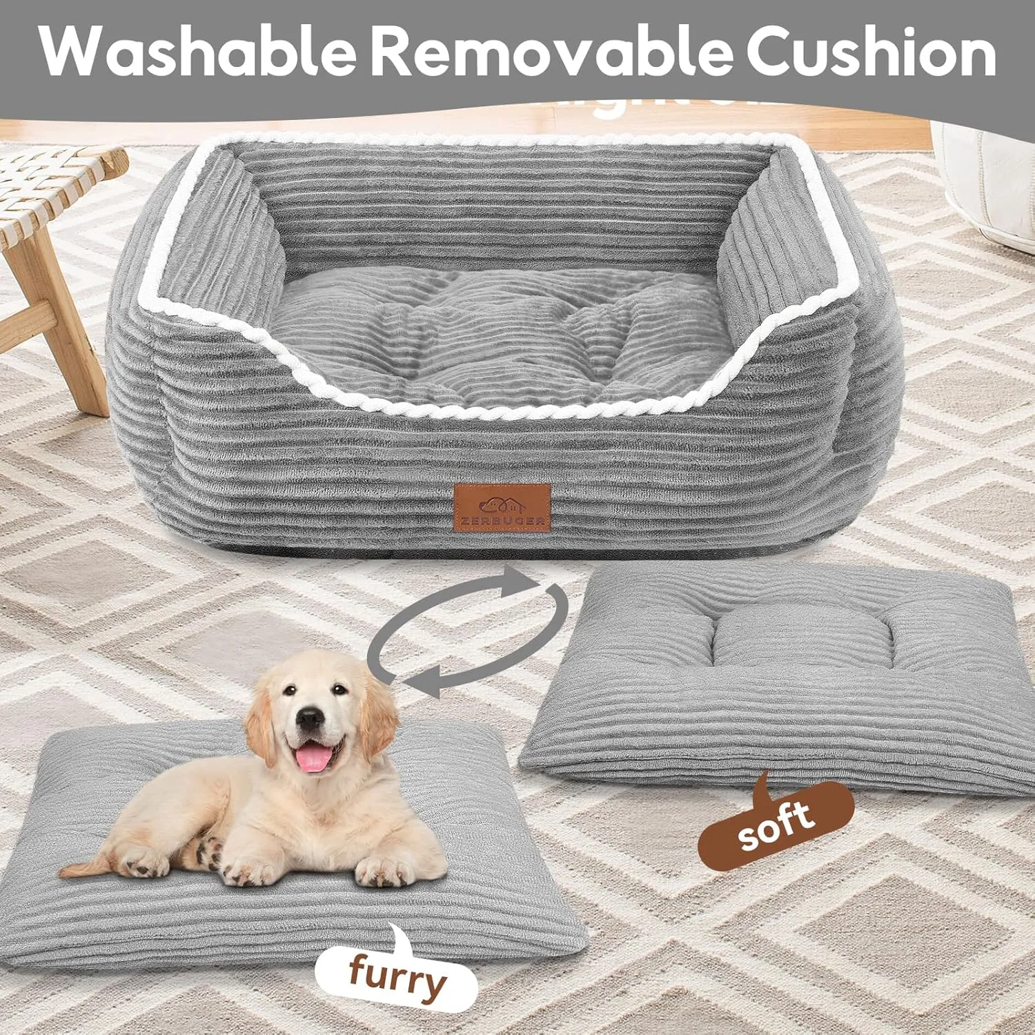 Orthopedic Dog Bed for Medium Dogs,Dog Sofa Beds Supportive Foam Pet Couch Bed with Removable Washable Mat and Nonskid Bottom (Medium, Grey)