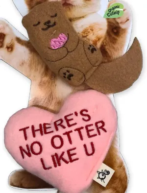 Otter & Candy Heart Cat Toy Set Designer Valentine Plush w/Organic Catnip USA Made