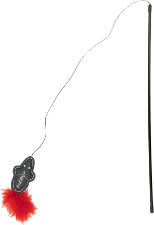 Pavilion - Meow - Canvas Mouse Stretchy String Feather Wand Teaser Interactive Indoor Chase Exercise Handle Play Stick Kitty Kitten Feline Cat Toy
