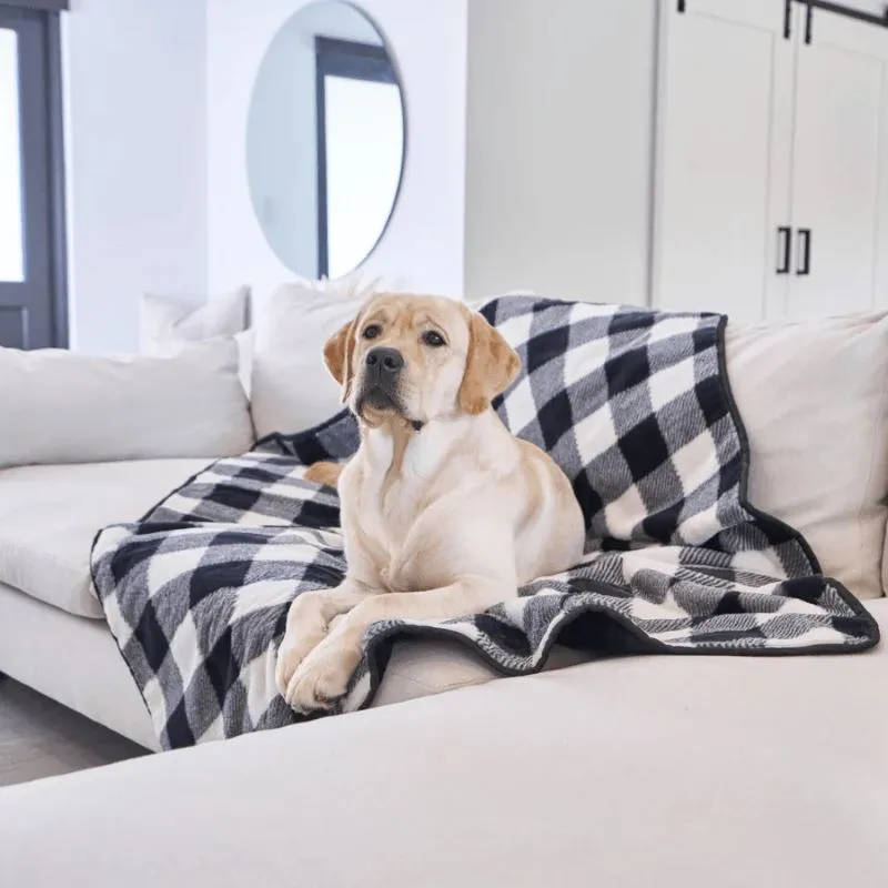 Paw Brands, PupProtector™ Waterproof Throw Blanket, Short Fur Black Plaid