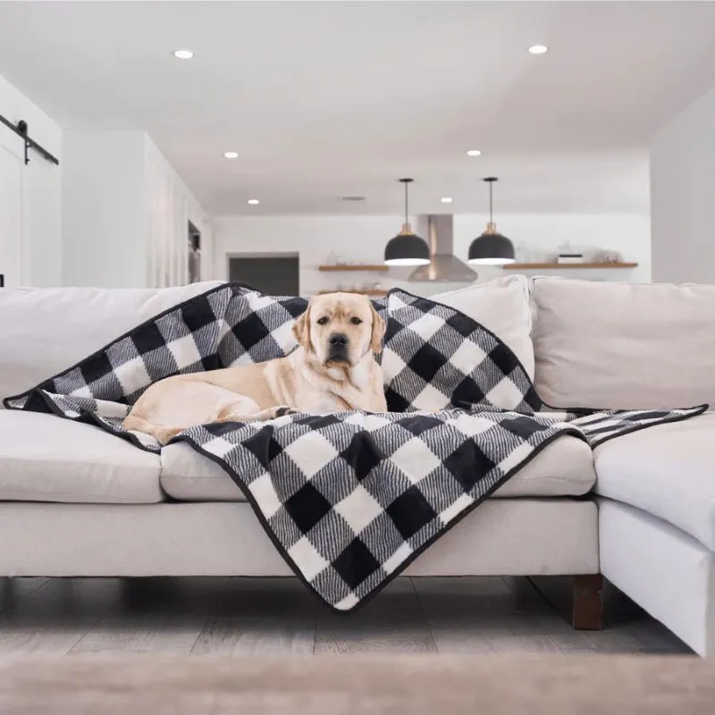 Paw Brands, PupProtector™ Waterproof Throw Blanket, Short Fur Black Plaid