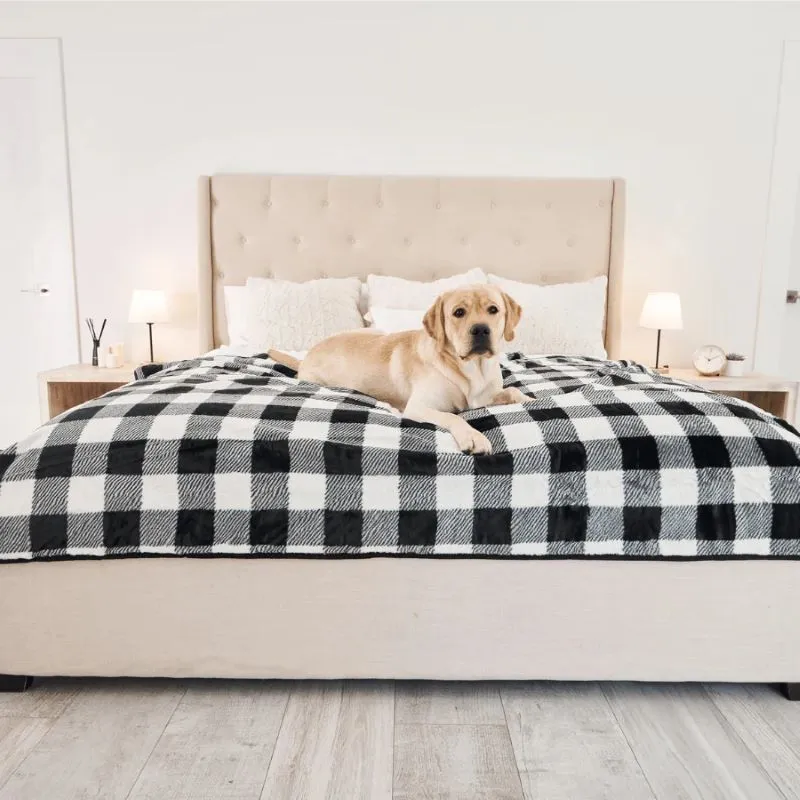 Paw Brands, PupProtector™ Waterproof Throw Blanket, Short Fur Black Plaid