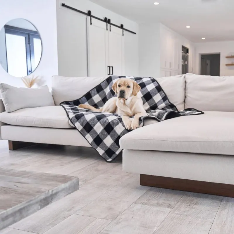 Paw Brands, PupProtector™ Waterproof Throw Blanket, Short Fur Black Plaid