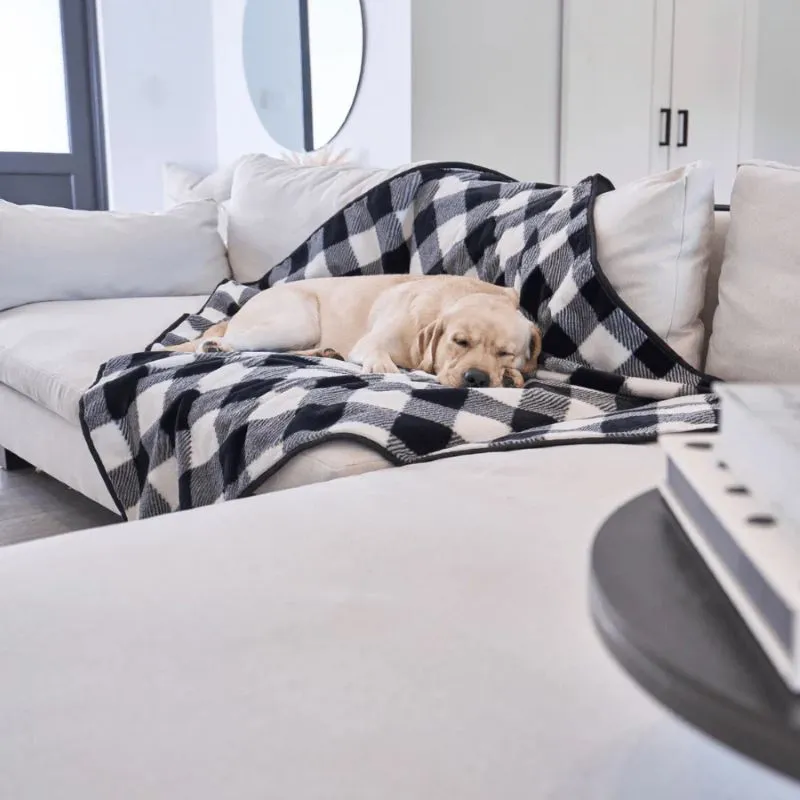Paw Brands, PupProtector™ Waterproof Throw Blanket, Short Fur Black Plaid