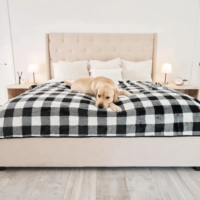 Paw Brands, PupProtector™ Waterproof Throw Blanket, Short Fur Black Plaid