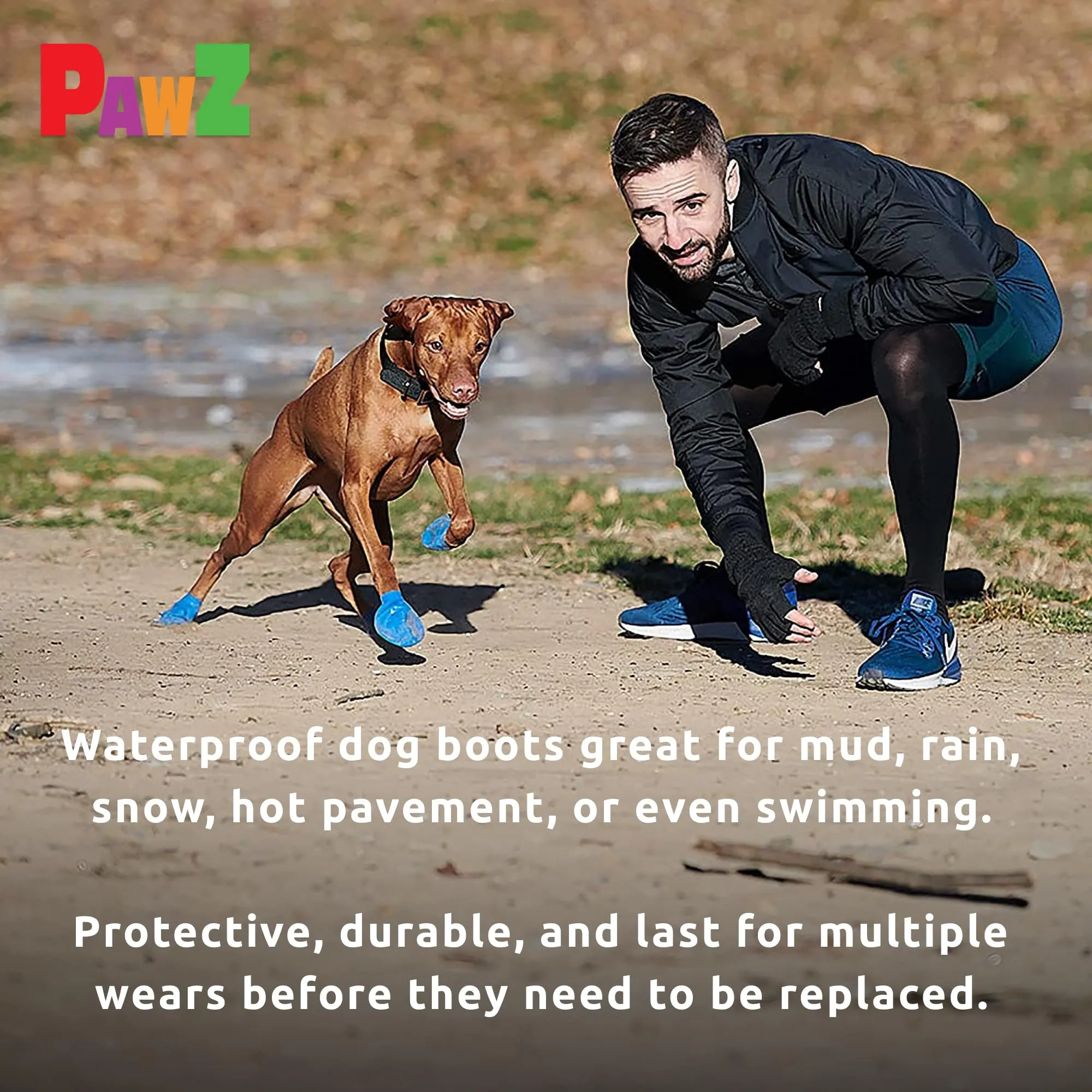 Pawz Waterproof Disposable and Reusable Rubberized Dog Boots - Black - Extra Small - 12 Pack