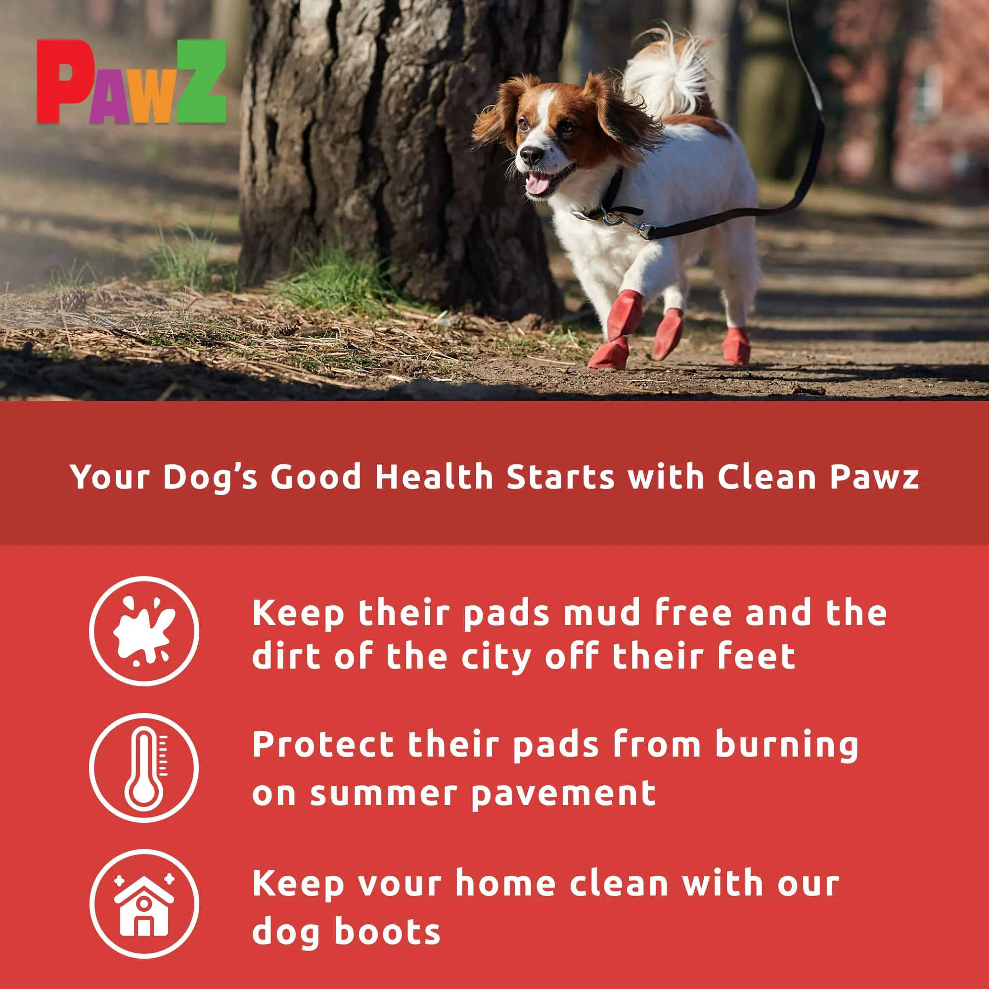 Pawz Waterproof Disposable and Reusable Rubberized Dog Boots - Red - Small - 12 Pack
