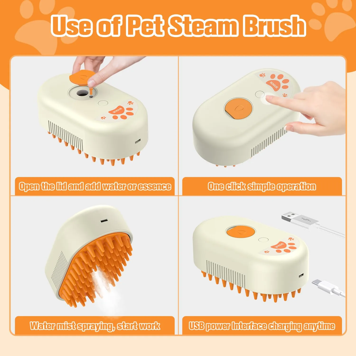 Pet Electric Spray Massage Steam Brush