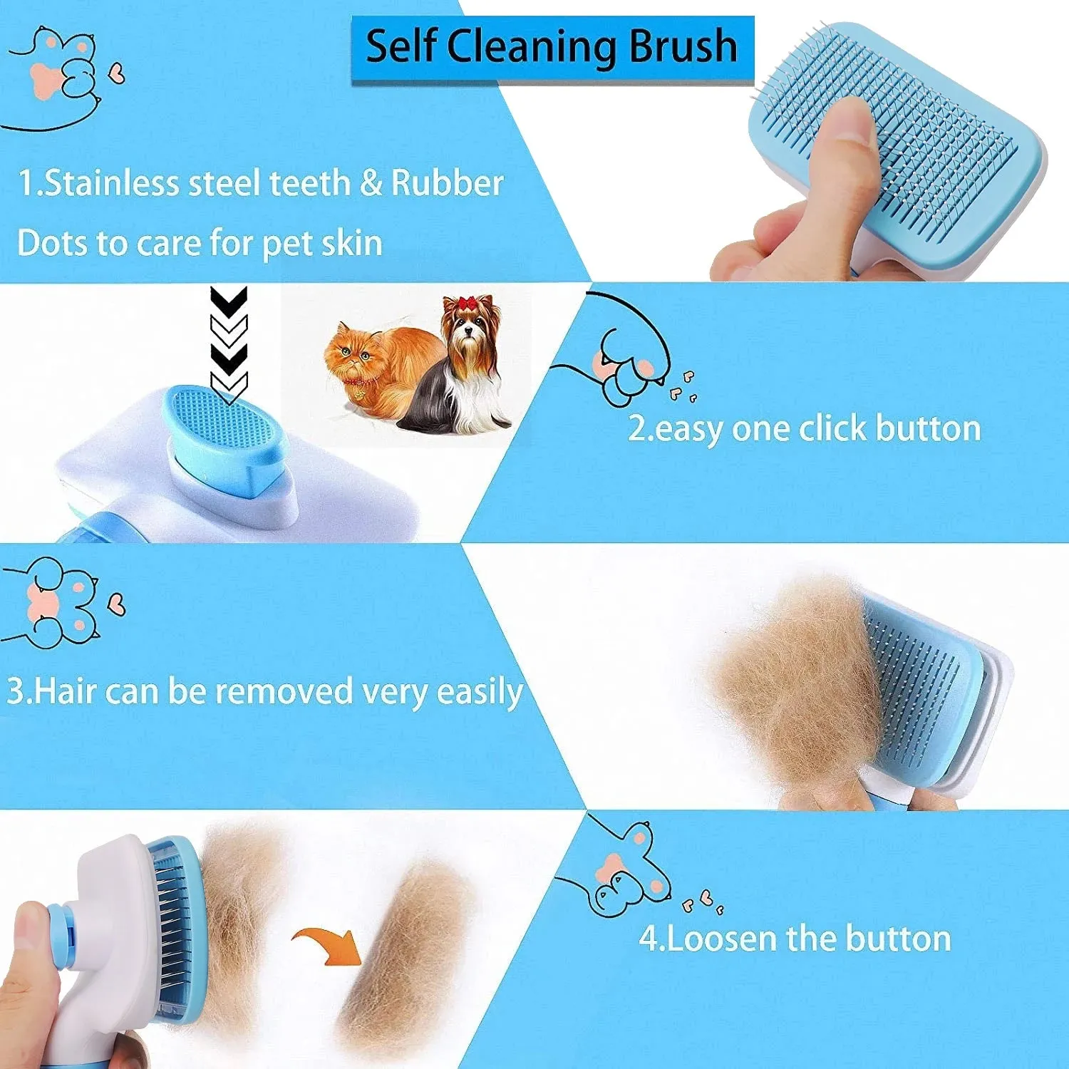 Pet Grooming Hair Remover Brush