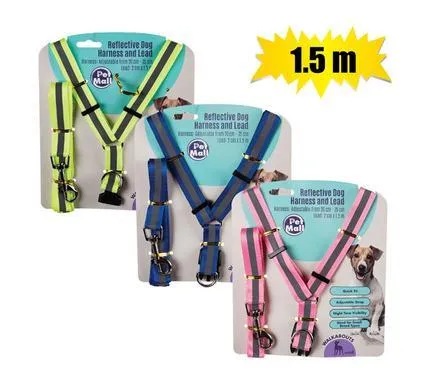 Pet Mall - Reflective Dog Harness and Lead - Blue
