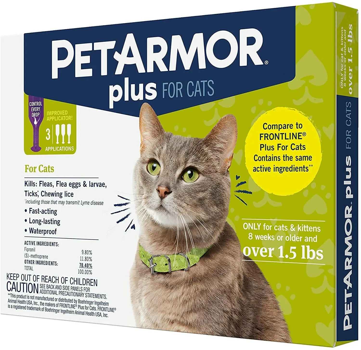 PetArmor Plus Flea & Tick Spot Treatment for Cats, over 1.5 lbs