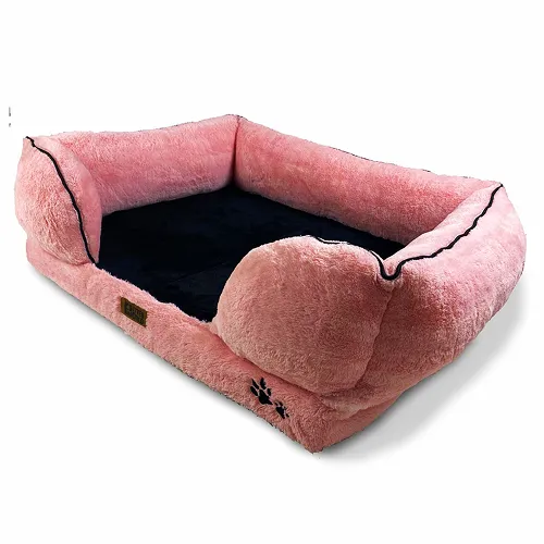 Petter World Ultra Luxury Micro Fur Orthopedic Sofa Bed for Dogs (Millennial Pink)