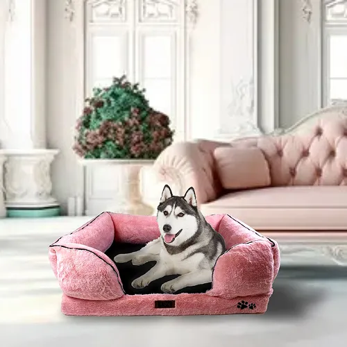Petter World Ultra Luxury Micro Fur Orthopedic Sofa Bed for Dogs (Millennial Pink)