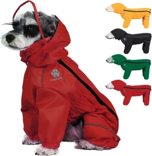 PINA Dog Raincoat, Waterproof Dog Rain Jacket with Hood, Lightweight Dog Rain Coat with Leash Hole, Dog Poncho with Reflective Strap and Pocket for Wet Weather, Full Wrap Design for Full Protection
