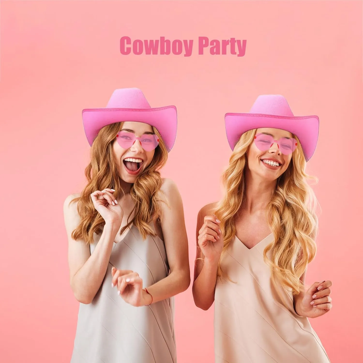 Pink Cowgirl Hat - 3 Set Cowboy Hat for Women, Cowgirl Hats for Cosplay Women's Party Dress Up, Adult Size