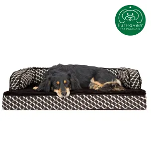 Plush & Patterned Comfy Couch Sofa-Style Pet Bed