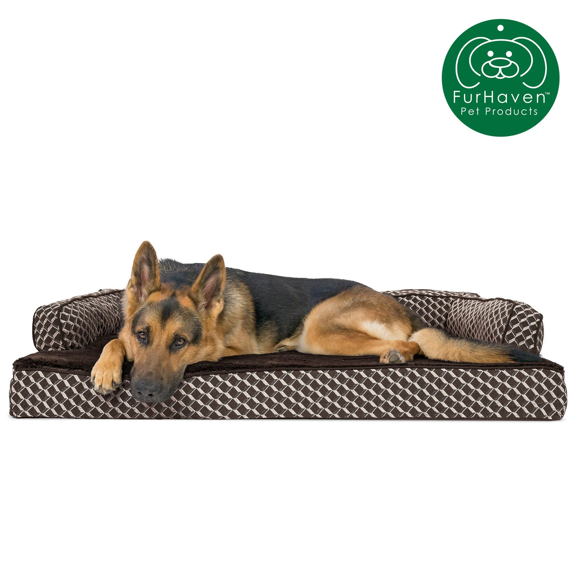 Plush & Patterned Comfy Couch Sofa-Style Pet Bed