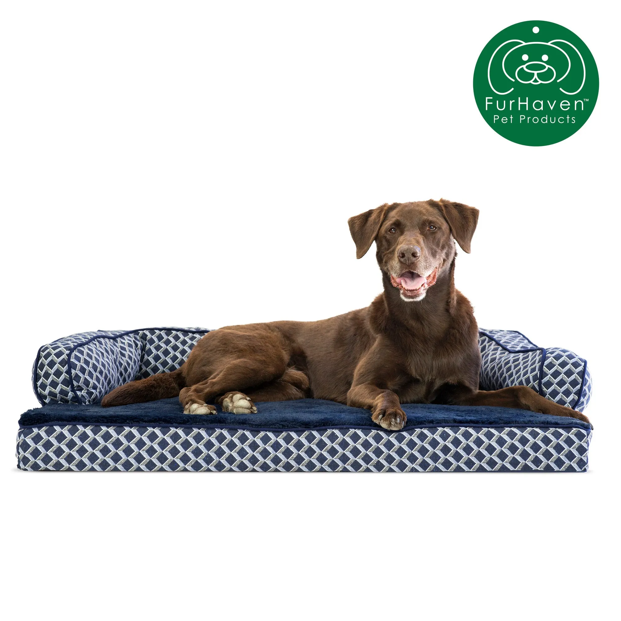 Plush & Patterned Comfy Couch Sofa-Style Pet Bed