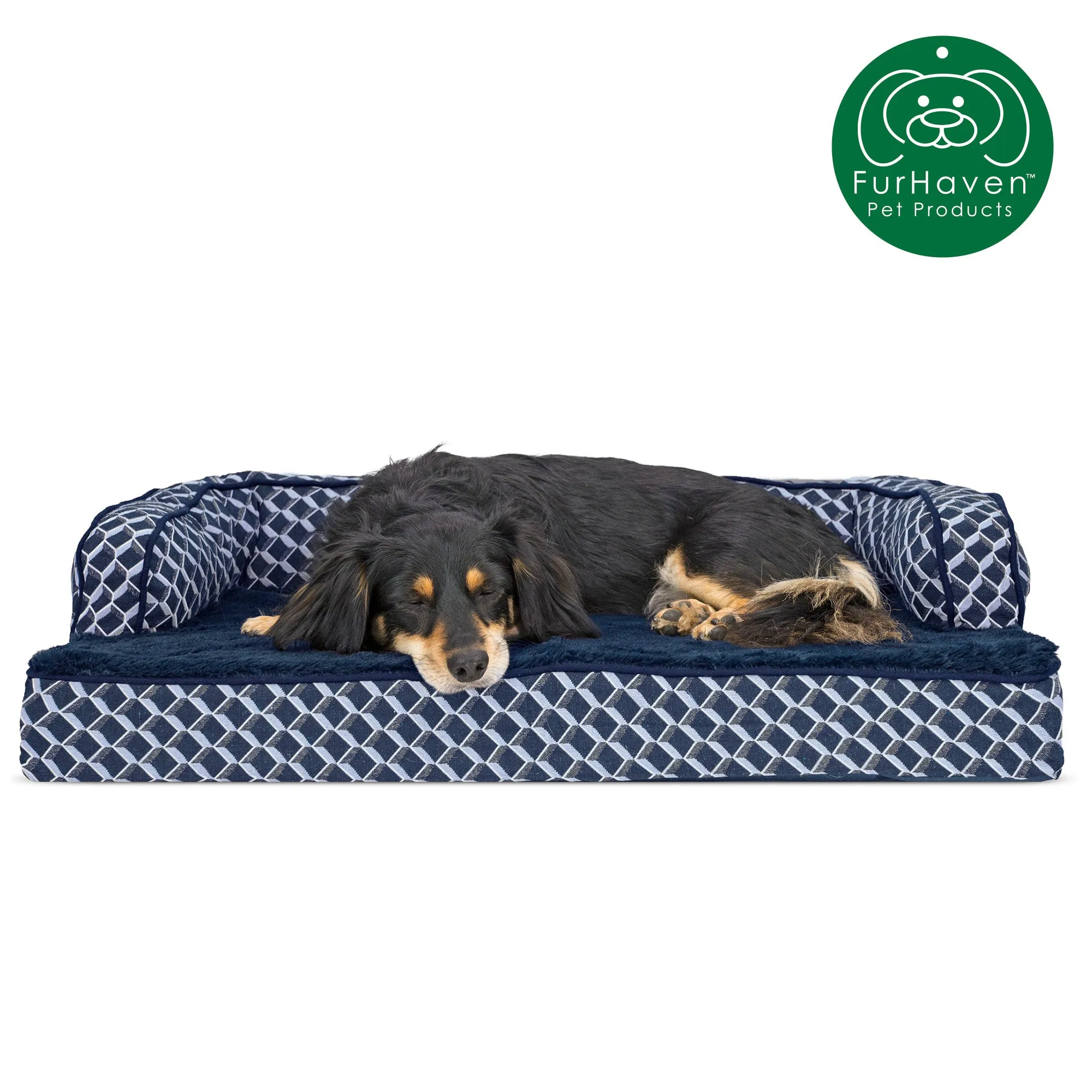Plush & Patterned Comfy Couch Sofa-Style Pet Bed