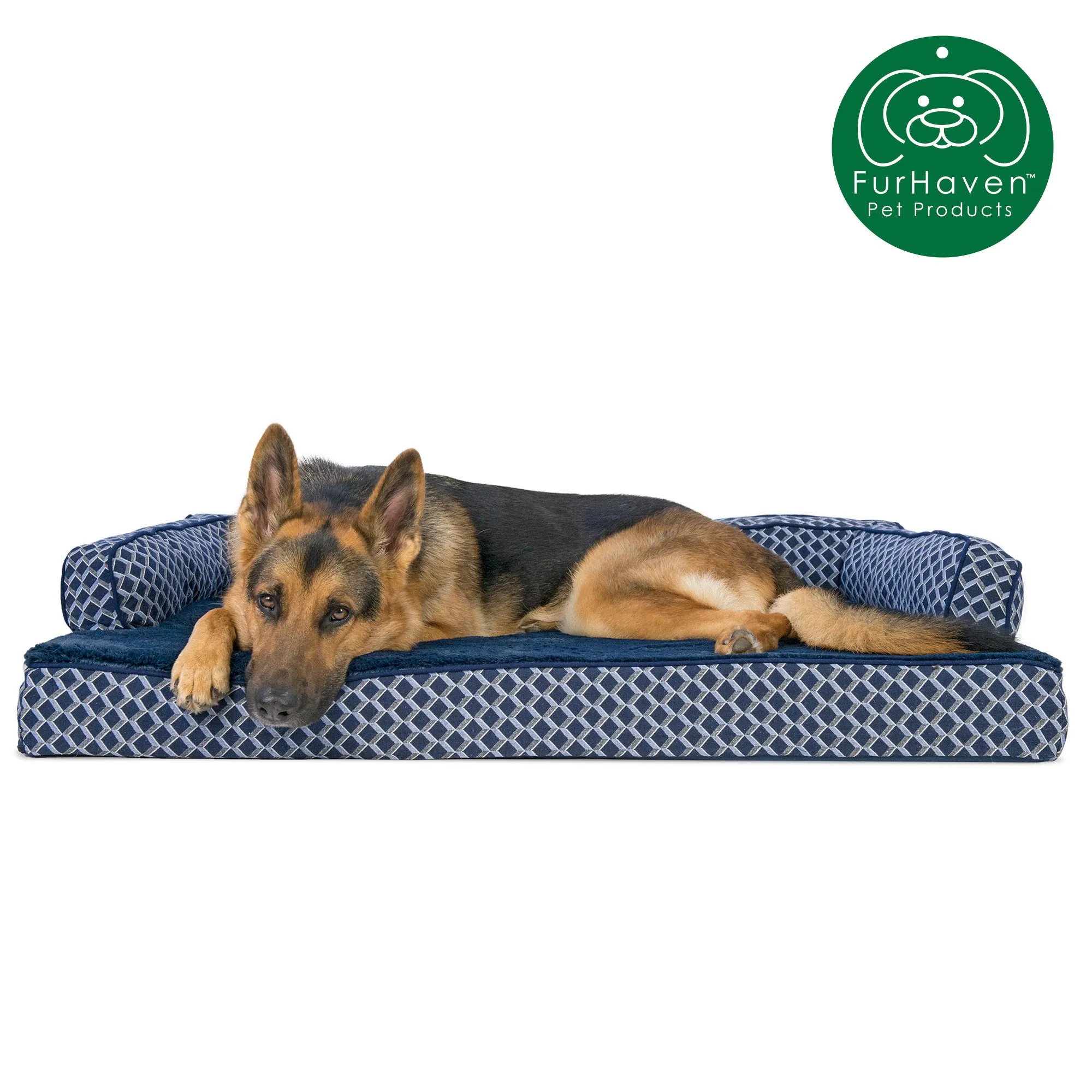 Plush & Patterned Comfy Couch Sofa-Style Pet Bed