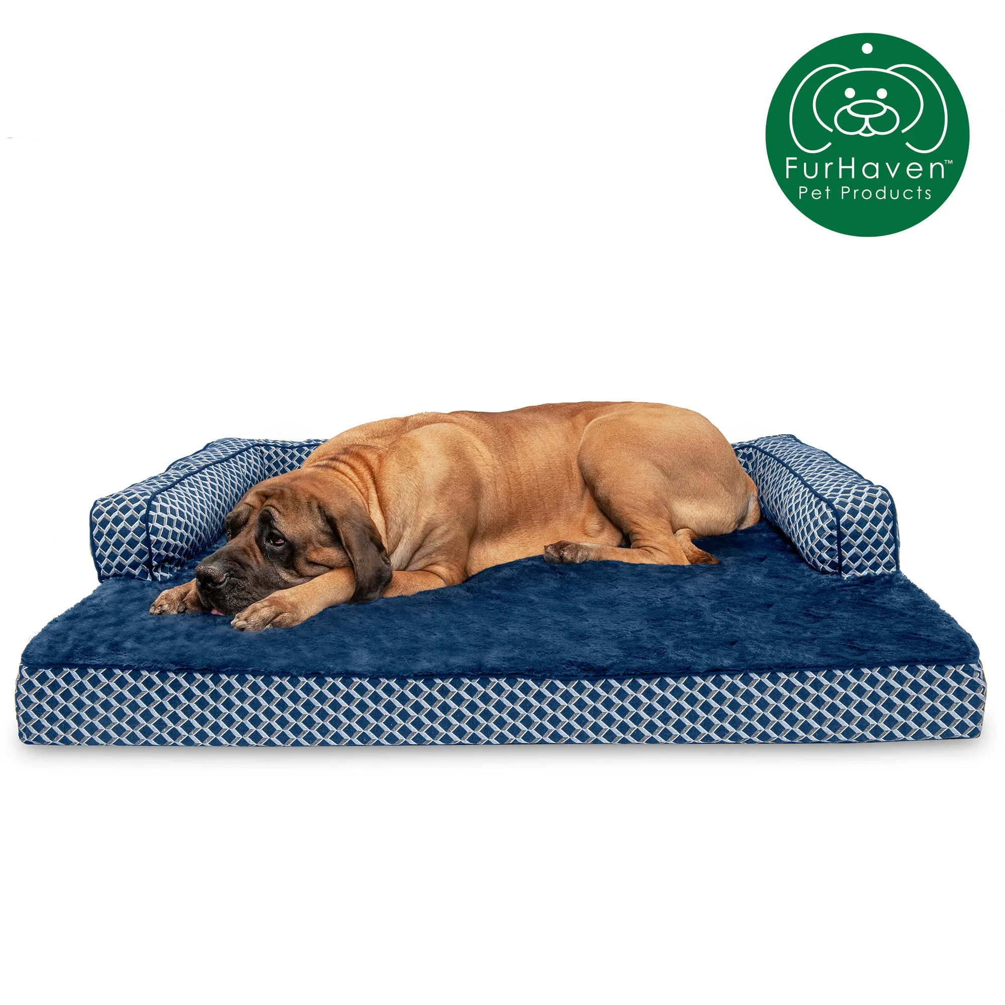 Plush & Patterned Comfy Couch Sofa-Style Pet Bed