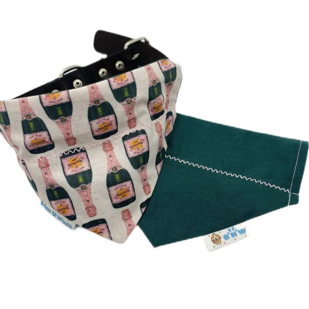Poppin' Bubbly Handmade Dog Bandana: Celebrate with Champagne in Style