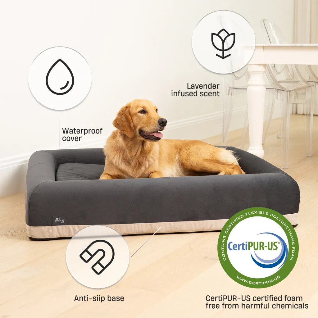 Premium Orthopedic Memory Foam Dog Bed - Charcoal (Large)