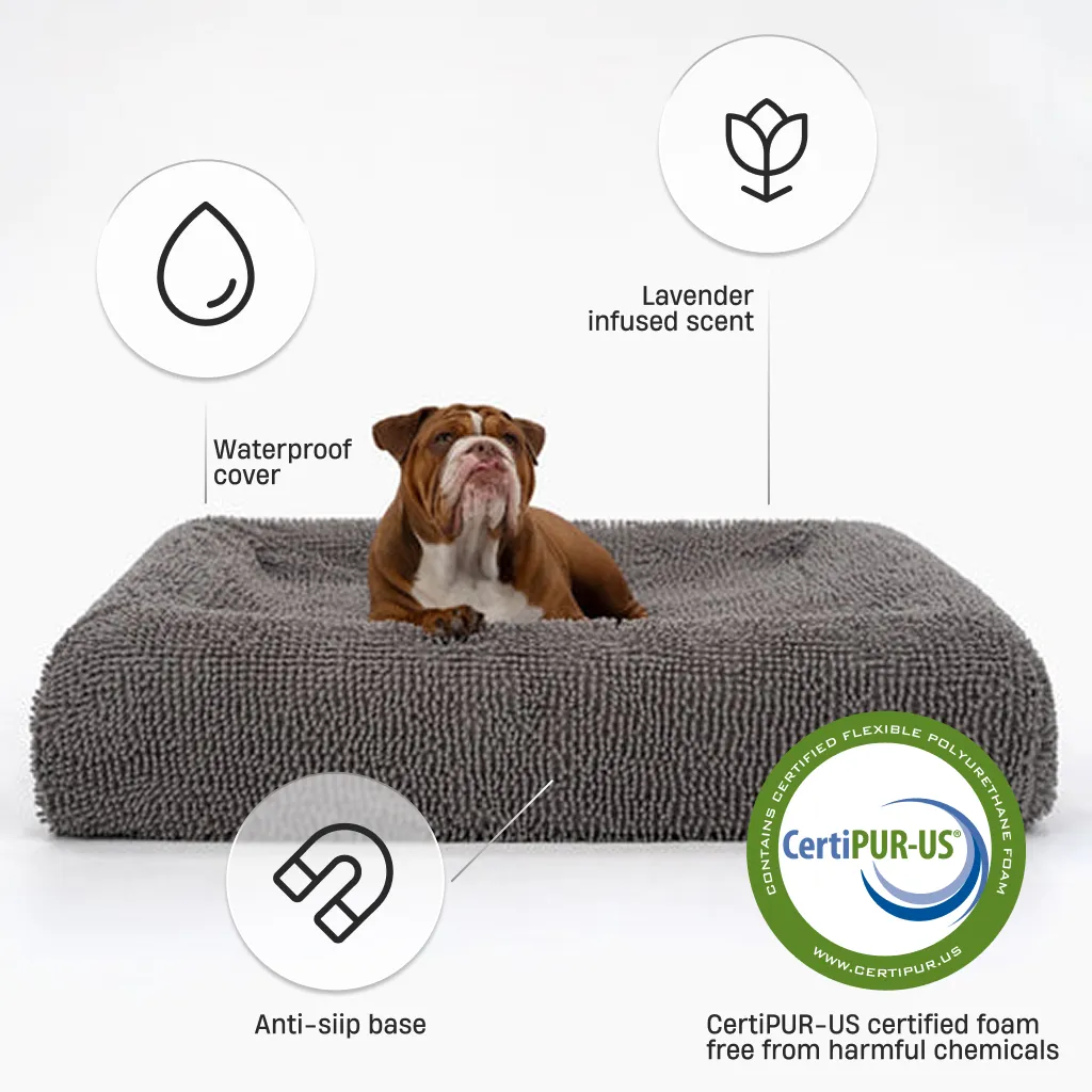 Premium Orthopedic Memory Foam Dog Bed - Plush Grey (Small)