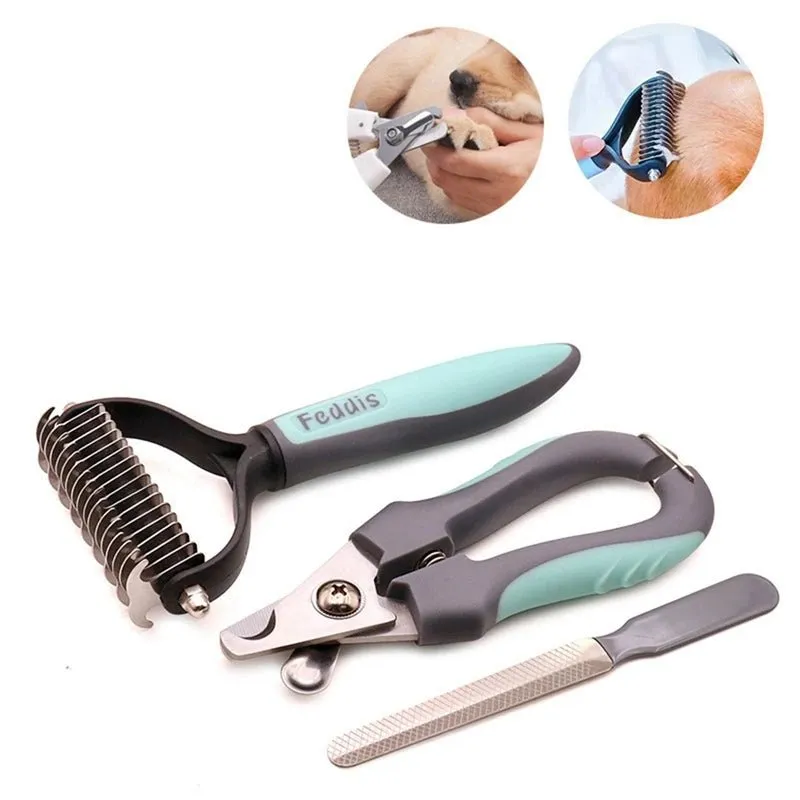 Professional Pet Dog Brush Nail Clipper Set