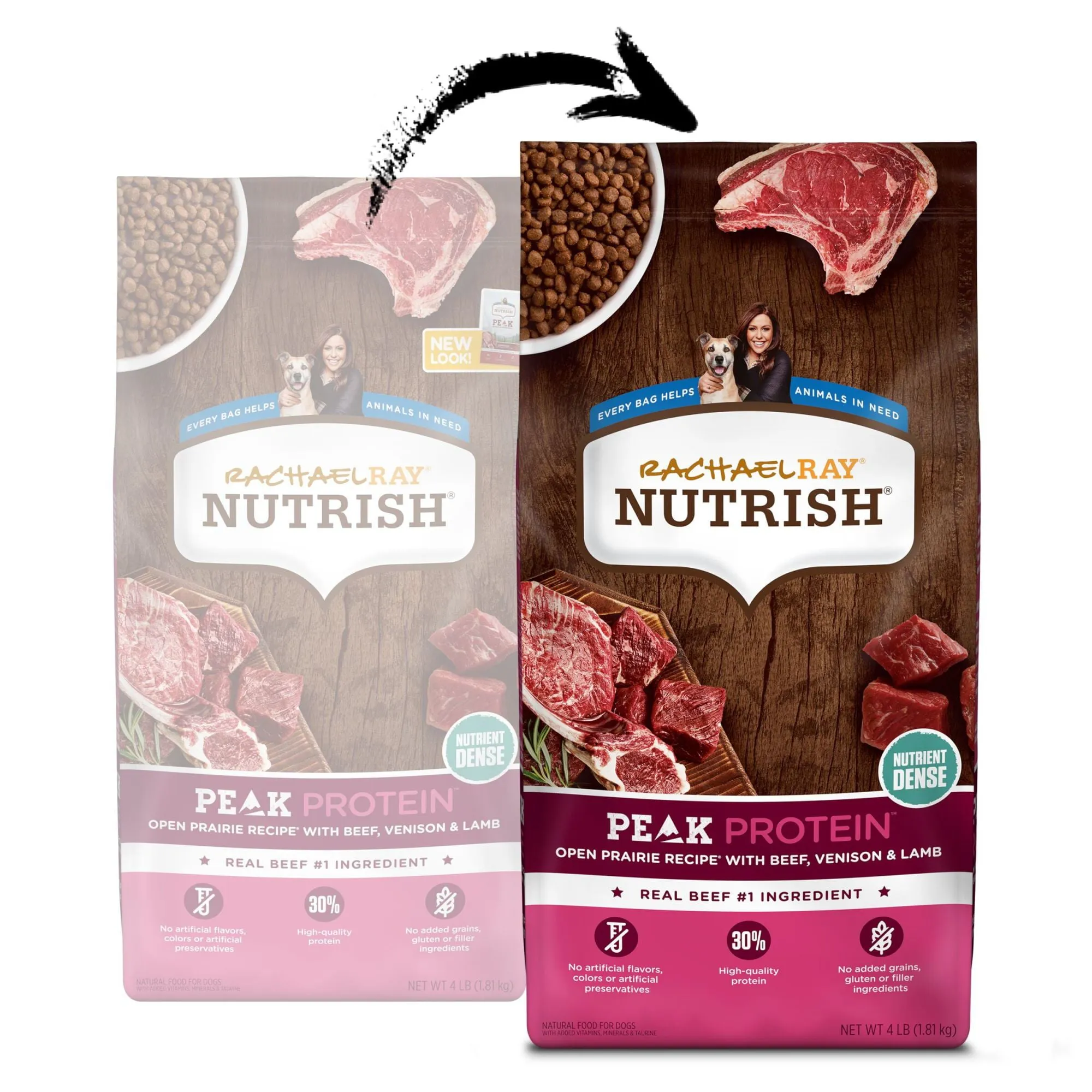 Rachael Ray Nutrish PEAK Protein Open Prairie Recipe With Beef, Venison & Lamb, Dry Dog Food, 4 lb. Bag
