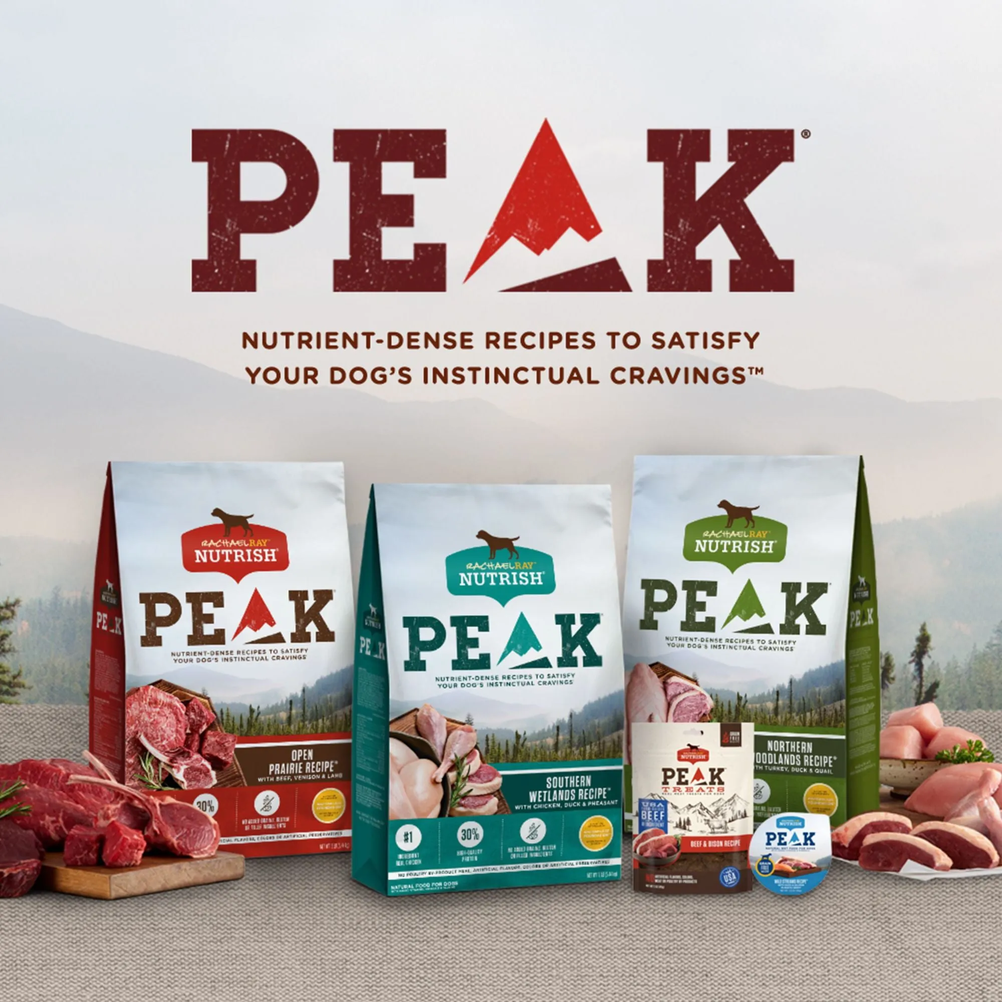 Rachael Ray Nutrish PEAK Protein Open Prairie Recipe With Beef, Venison & Lamb, Dry Dog Food, 4 lb. Bag