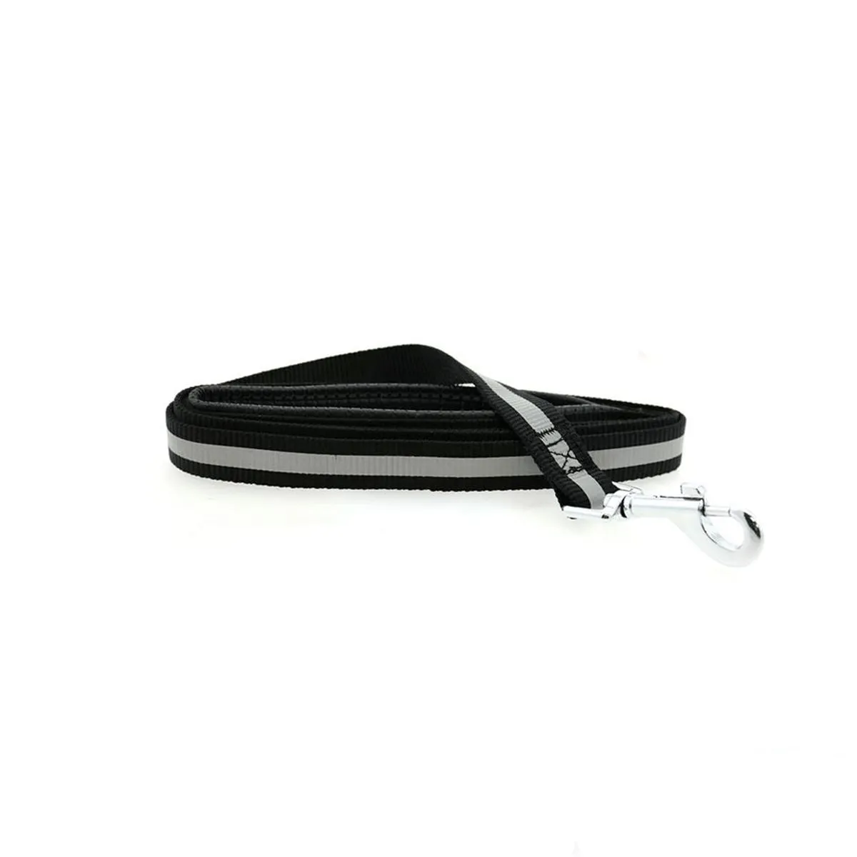 Reflective Nylon Leash with Soft Grip Handle in Black