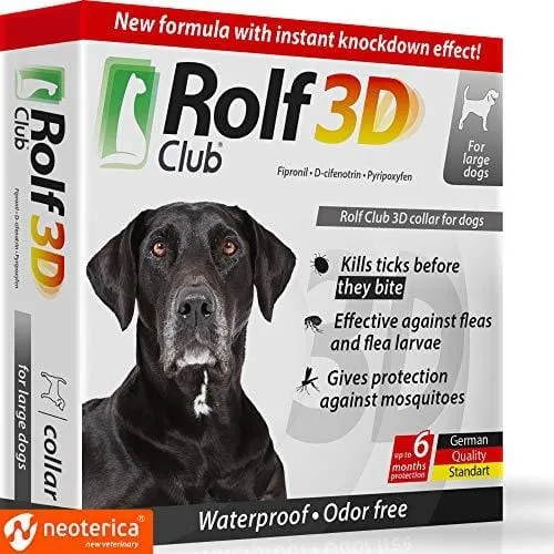 Rolf Club 3D FLEA Collar for Dogs - Flea and Tick Prevention for Dogs - Dog Flea and Tick Control for 6 Months - Safe Tick Repellent - Waterproof Tick Treatment (for All Dogs)