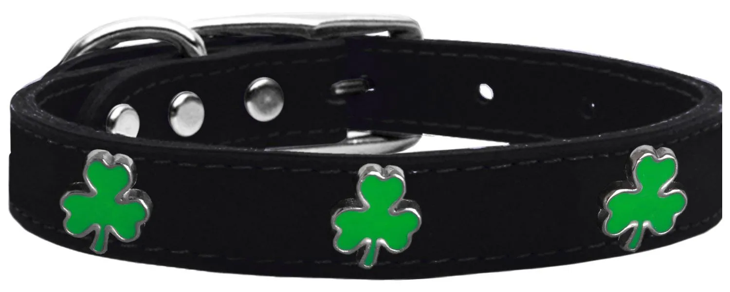 Shamrock Widget Genuine Leather Dog Collar Black 20