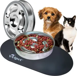 Slow Feeder Dog Bowls and Pet Feeding Mat|Helps Digestion, for Small and Large Dog Food Bowl and Cats, BPA-Free and Durable| Reduces Food Waste, Modern Design, Travel-Friendly| Dogs Bowl Slow Feeder