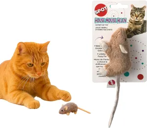 SPOT House Mouse Helen Cat Toy with Catnip  Lifelike Plush Mouse, Crinkle Sound, 4in Small Size for Kittens and Cats, Batting, Chasing, Playing  Assorted Colors