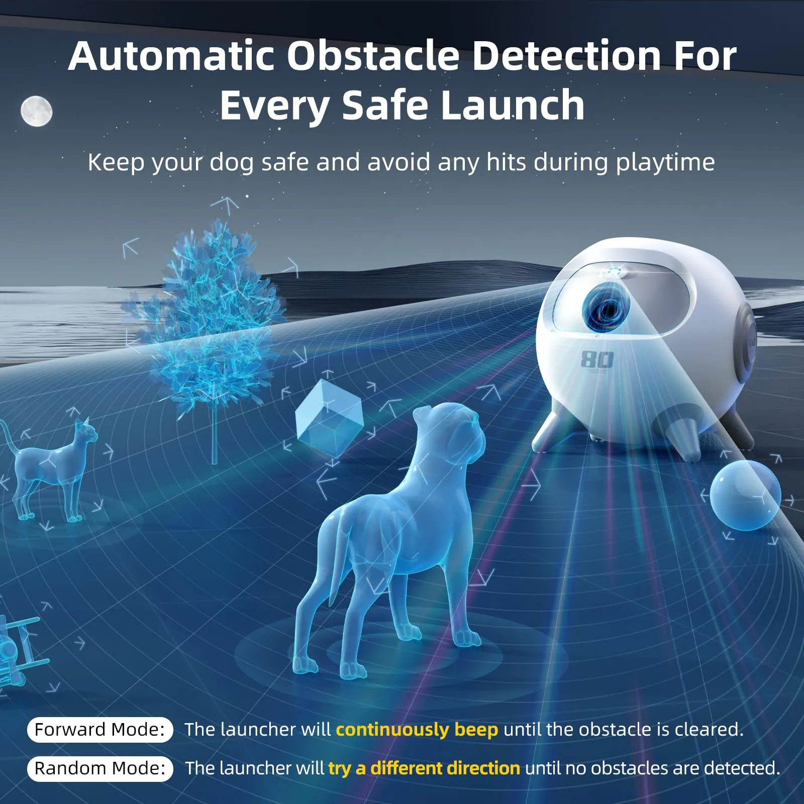Uahpet Automatic Ball Launcher for Dogs with Obstacle Detection  4 Balls