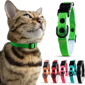 Ultra-Safe Quick Release Breakaway Kitten Collar by OutdoorBengal for Cats Under 6 Months  Soft-Padded, Lightweight, Adjustable, Thin and Comfortable, High-Visible, No Bell (Monstera Green, Kitten)
