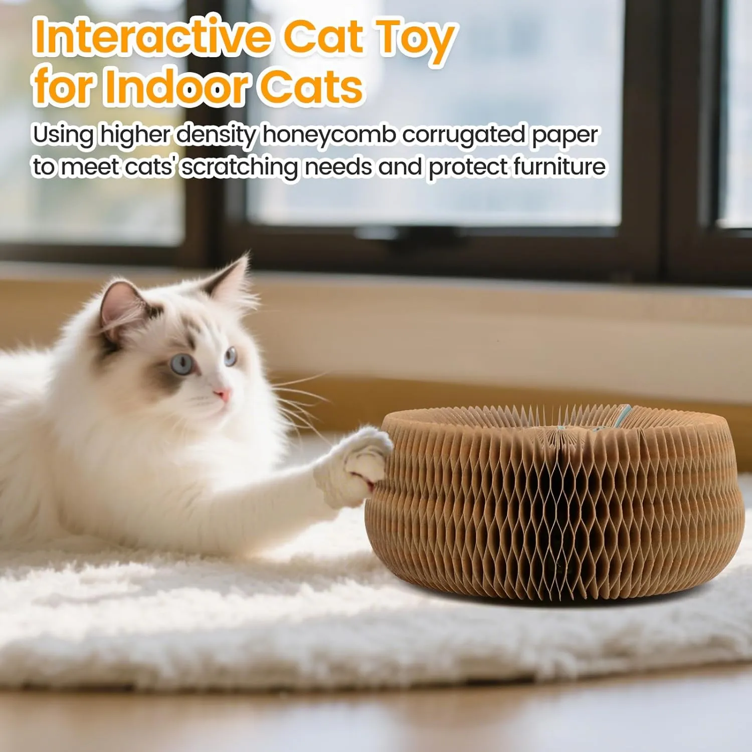 Upgraded Kitty Kurlz Cat Toy, Magic Organ Cat Scratcher Board with 2 Balls for Mental & Physical Exercise, Multi-Shape Interactive Cardboard Cat Toy for Indoor Cats Infinite-Flip, Brown/Gray, 1 Pack