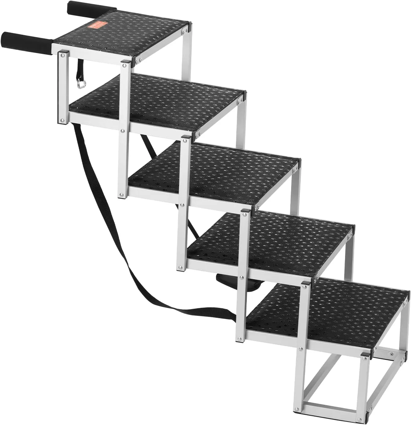 VEVOR Dog Stairs for Car, Wide 5-Step Dog Car Steps, Folding Dog Car Ramp with Nonslip Surface, Portable Pet Steps Lightweight Aluminum for Car, SUV and Truck, Supports up to 150 lbs
