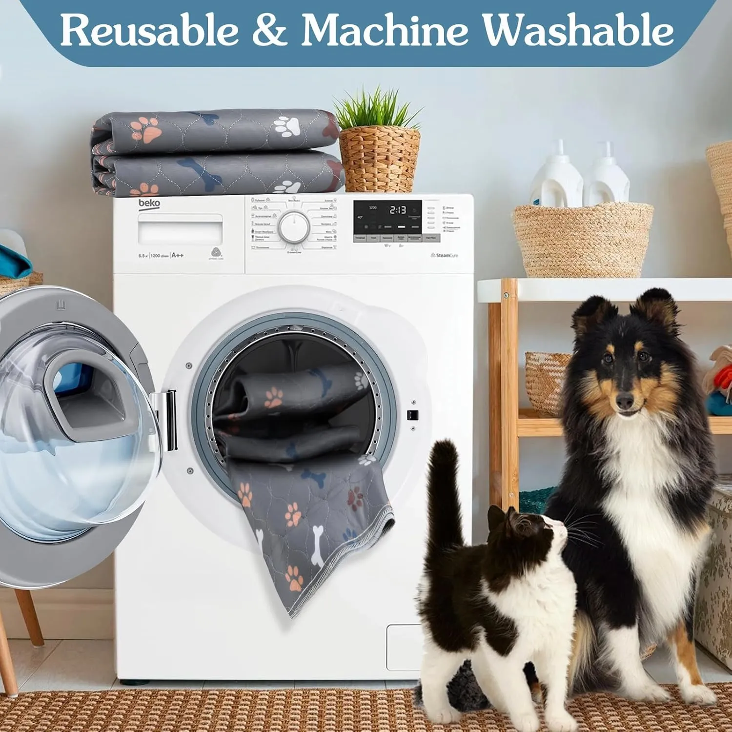 Washable Pee Pads for Dogs Large 36" x 72" 2-Pack Reusable Puppy Pads Pet Training Pads, Fast Absorb Dog Mats, Waterproof Whelping Pad, Non-Slip Protects Against Urine Leakage