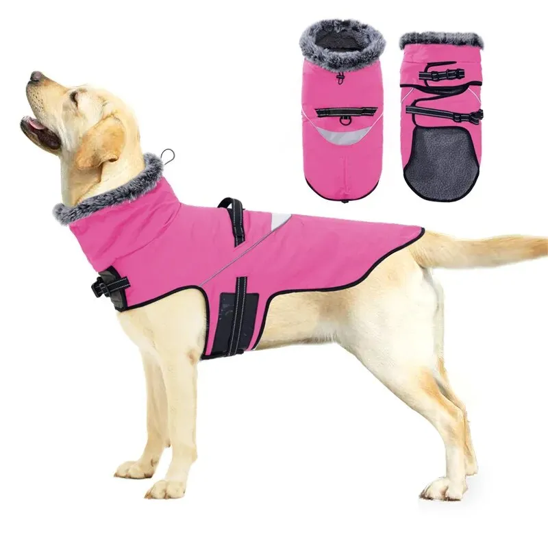 Waterproof Fur Collar Dog Jacket Warm Thicken Winter Dog Clothes Pet Outfits
